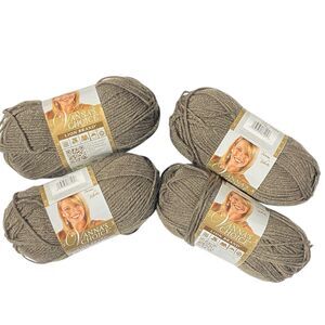 Lot 4 Skeins Lion Brand Vanna's Choice #4 Medium TAUPE Yarn Acrylic 170 yds